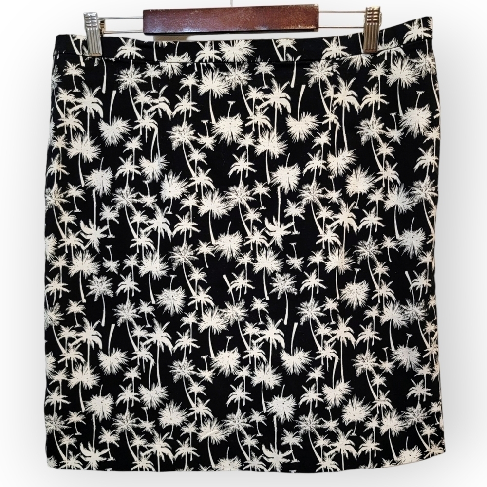 Jaclyn Smith Black White Palm Tree Print Skirt Size 12